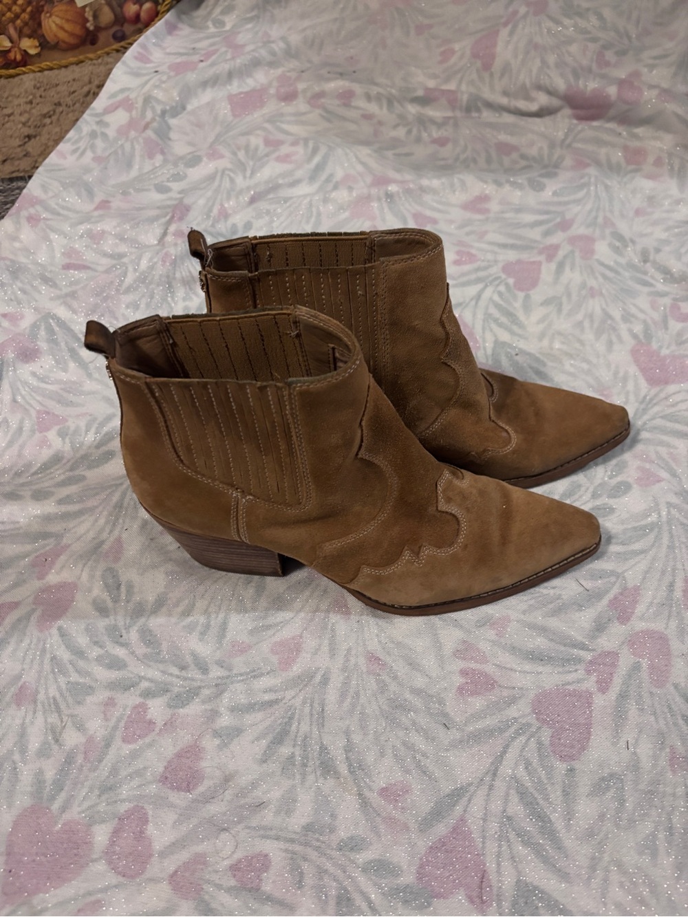 Sam Edelman Tan Suede Western Ankle Booties